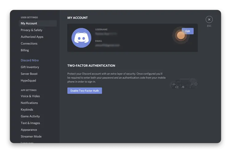 two factor authentication Discord Forgot Password